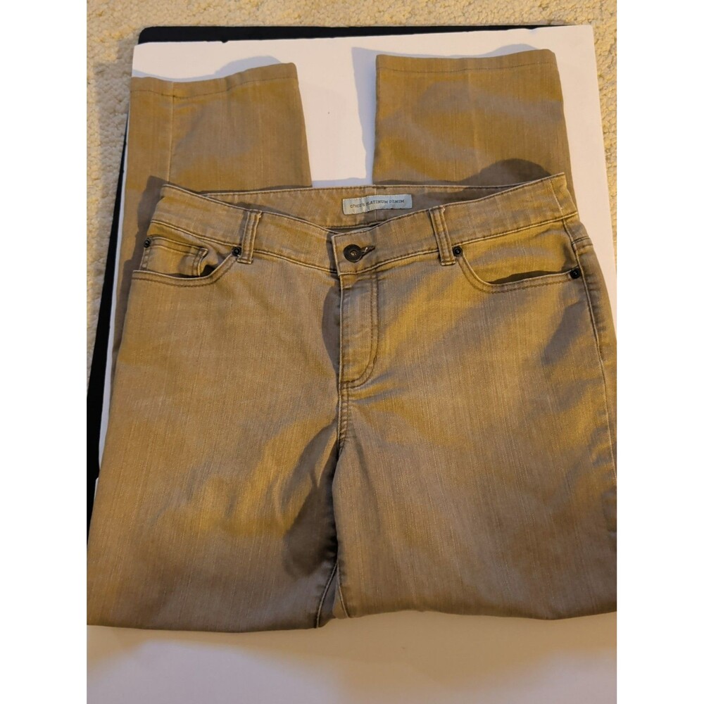 Chico's Platinum Denim Jeans Mid-Rise Five-Pocket Classic Beige/Tan